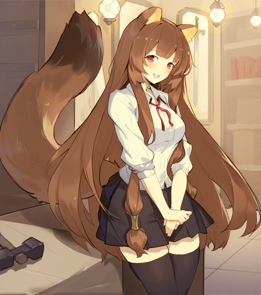 1girl, absurdres, animal_ears, blush, brown_hair, cubies_(tiger_205), highres, long_hair
