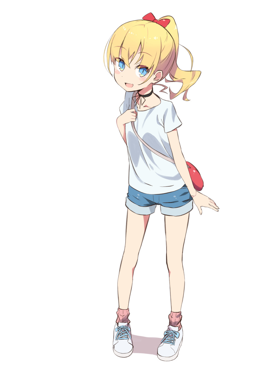 1girl, :d, absurdres, amaryllis_class, bag, bangs, black_choker, blonde_hair