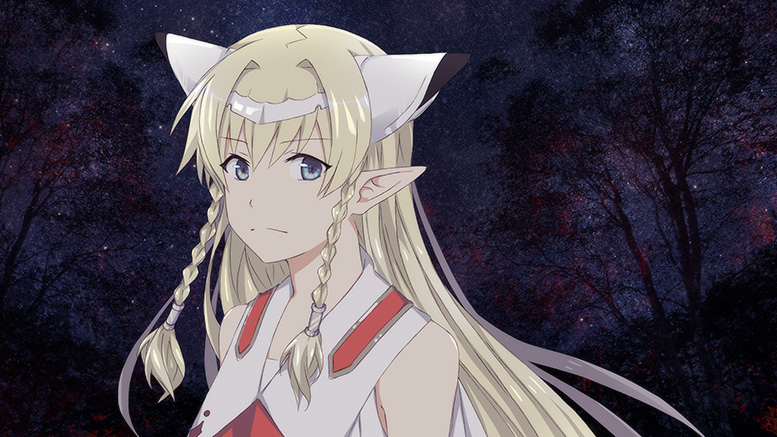 1girl, blonde_hair, blue_eyes, braid, elf, falia_the_queen_of_the_mountains, frown, hairband