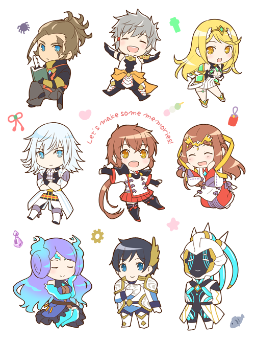 4boys, 4girls, adel_orudou, ahoge, armor, bangs, black_hair, blonde_hair