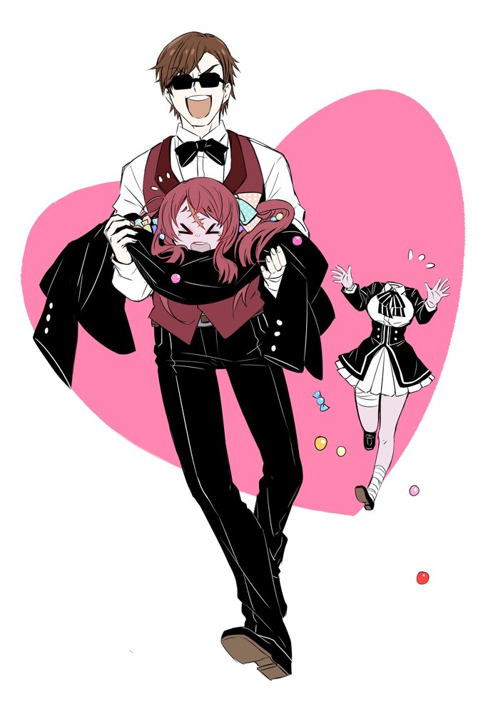 >_<, 1boy, 1girl, bandage, bandaged_leg, bandages, belt, black_footwear