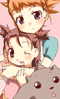 brown_eyes, brown_hair, child, digimon, digimon_tamers, hug, hug_from_behind, kurot