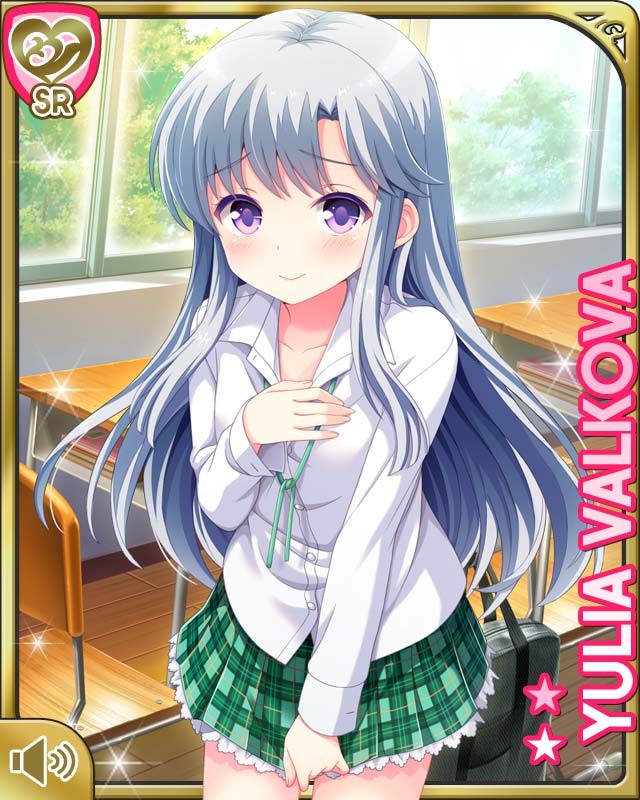1girl, bag, chair, character_name, classroom, covering, covering_chest, desk