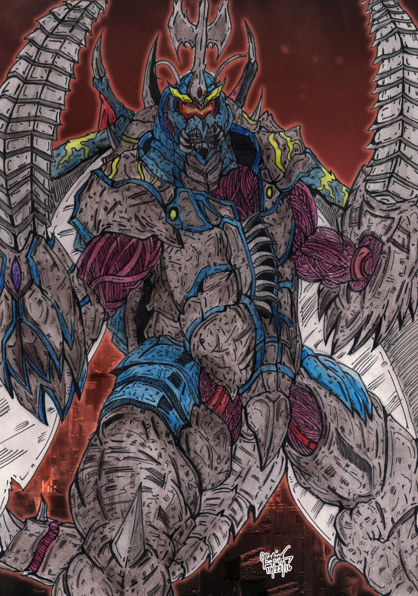 alien, arm_blade, armor, avgk04, claws, commentary, cyborg, drill