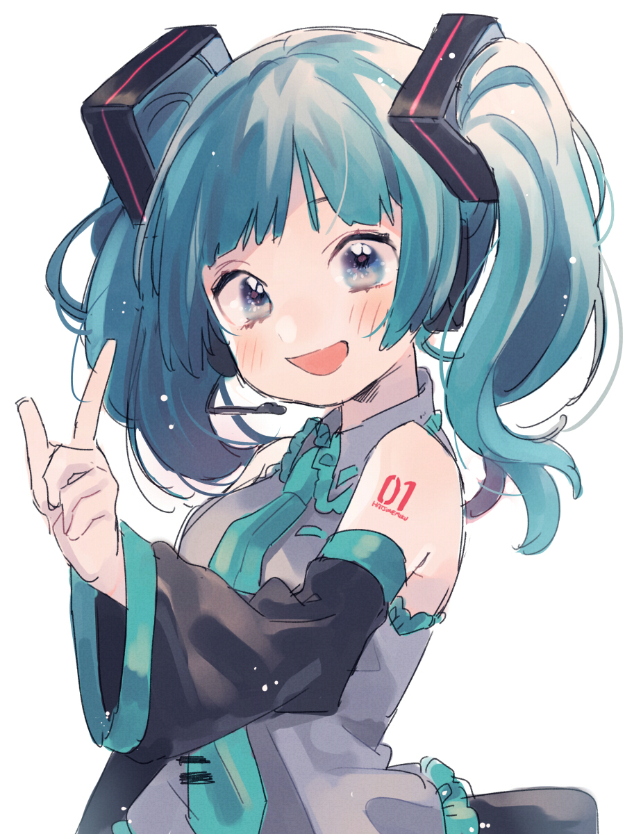 1girl, :d, alternate_hair_length, alternate_hairstyle, bare_shoulders, blue_eyes, blue_hair, blue_neckwear