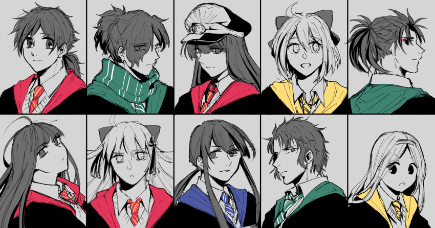 5boys, 6+girls, ahoge, chacha_(fate/grand_order), character_request, fate/grand_order, fate_(series), glaring