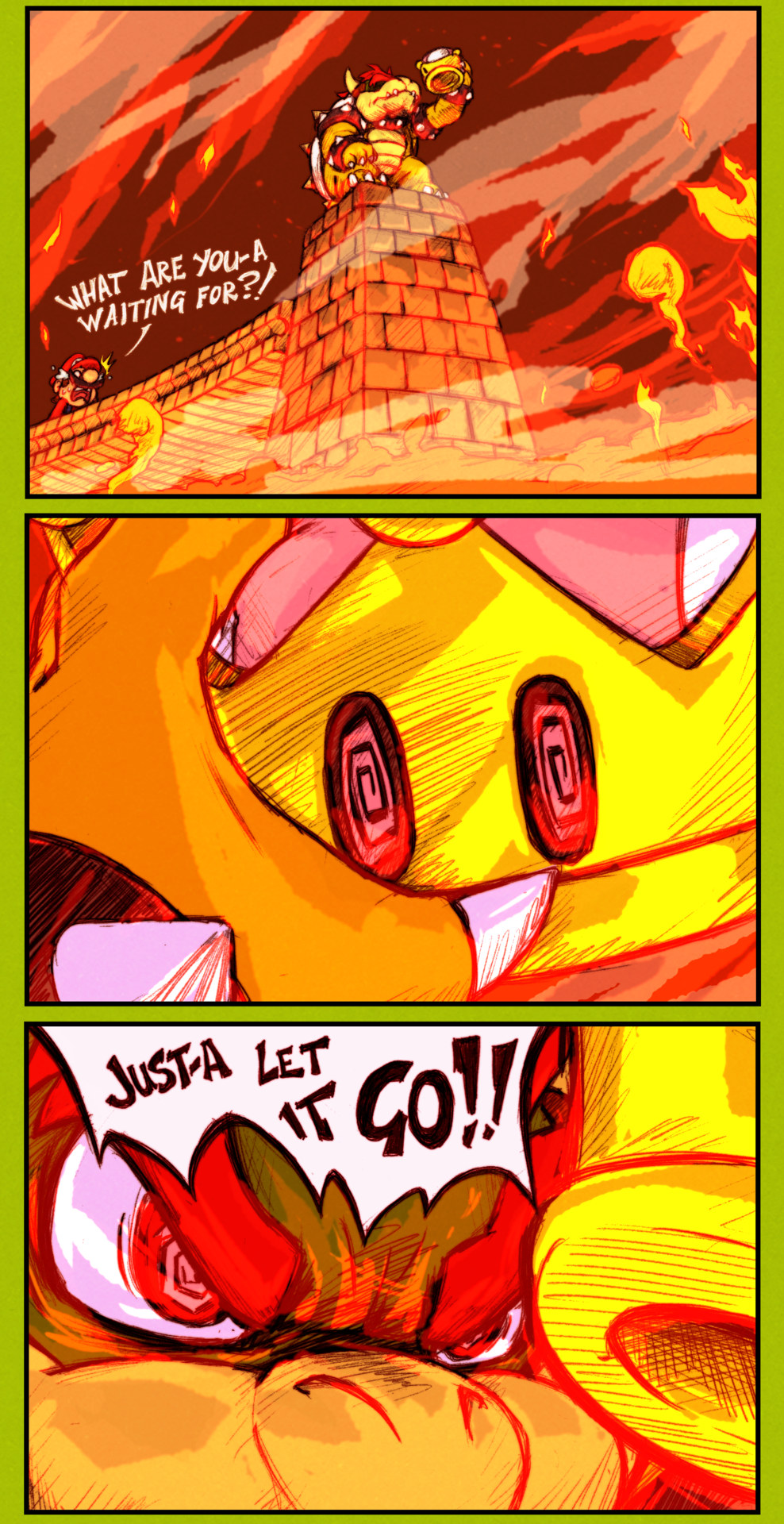 bowser, brown_hair, comic, commentary, english_commentary, english_text, highres, mario