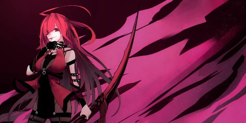 1girl, absurdres, ahoge, bags_under_eyes, bangs, bare_shoulders, black_collar, black_dress