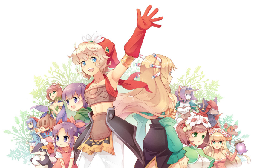 animal_ears, armlet, bare_shoulders, bear, bird, blonde_hair, blue_eyes, blue_hair
