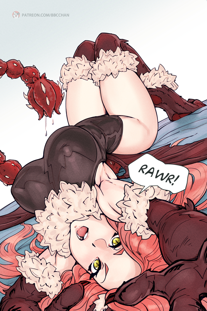 1girl, arched_back, armpits, bat_wings, bbc-chan, bed_sheet, breasts, claws