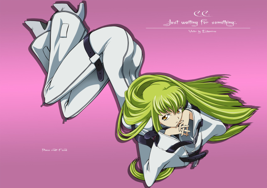 bell_bottoms, c.c., cc, code_geass, green_hair, highres, long_hair, vector_trace