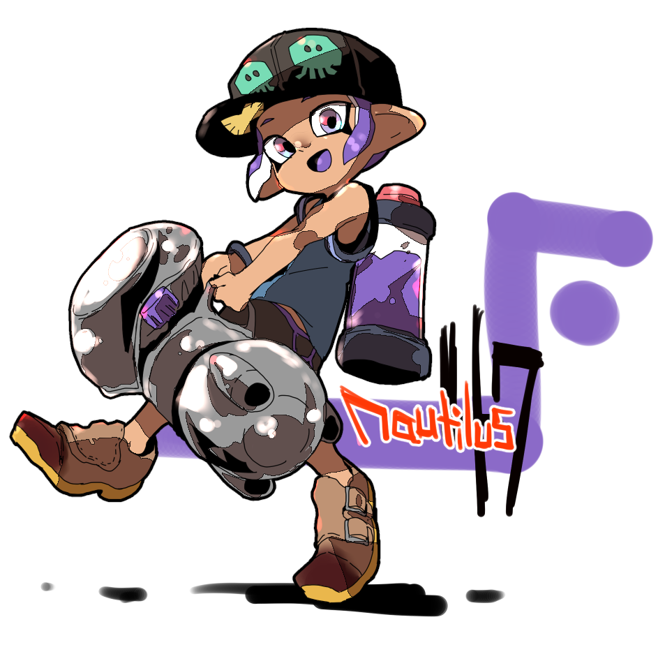 1girl, :d, bare_arms, bare_shoulders, baseball_cap, black_hat, blue_shirt, brown_footwear