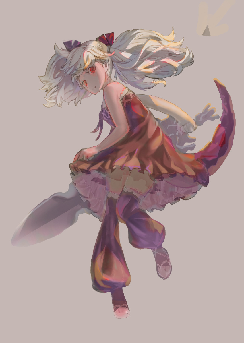 1girl, absurdres, bare_shoulders, black_legwear, blade, bow, dress, error