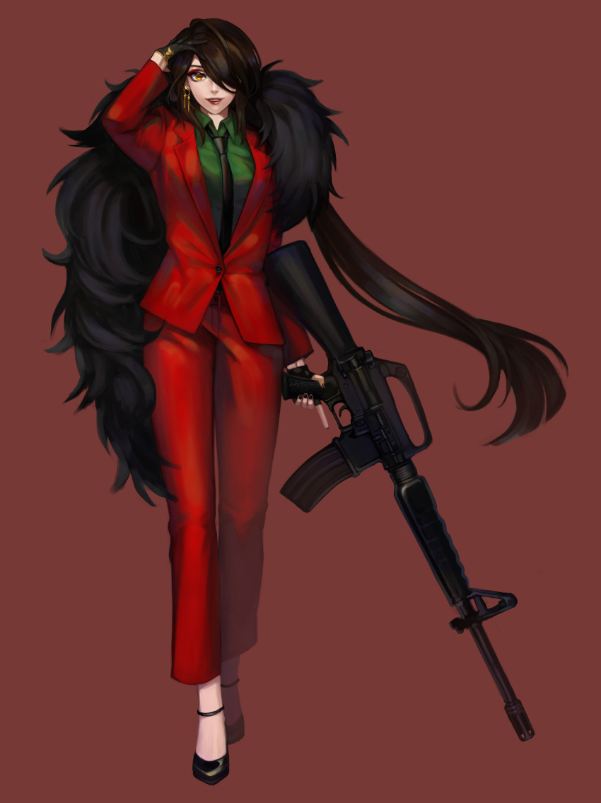 1girl, absurdres, ara_han, calligraphy_brush, devi_(elsword), earrings, elsword, formal