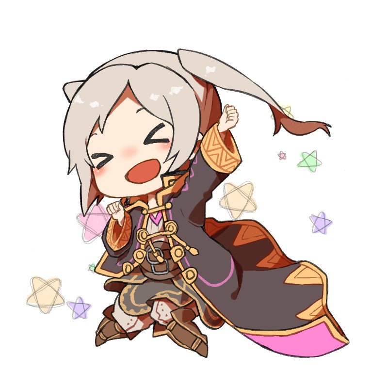 >_<, 1girl, arm_up, chibi, cute, female_my_unit_(fire_emblem:_kakusei), fire_emblem, fire_emblem:_kakusei