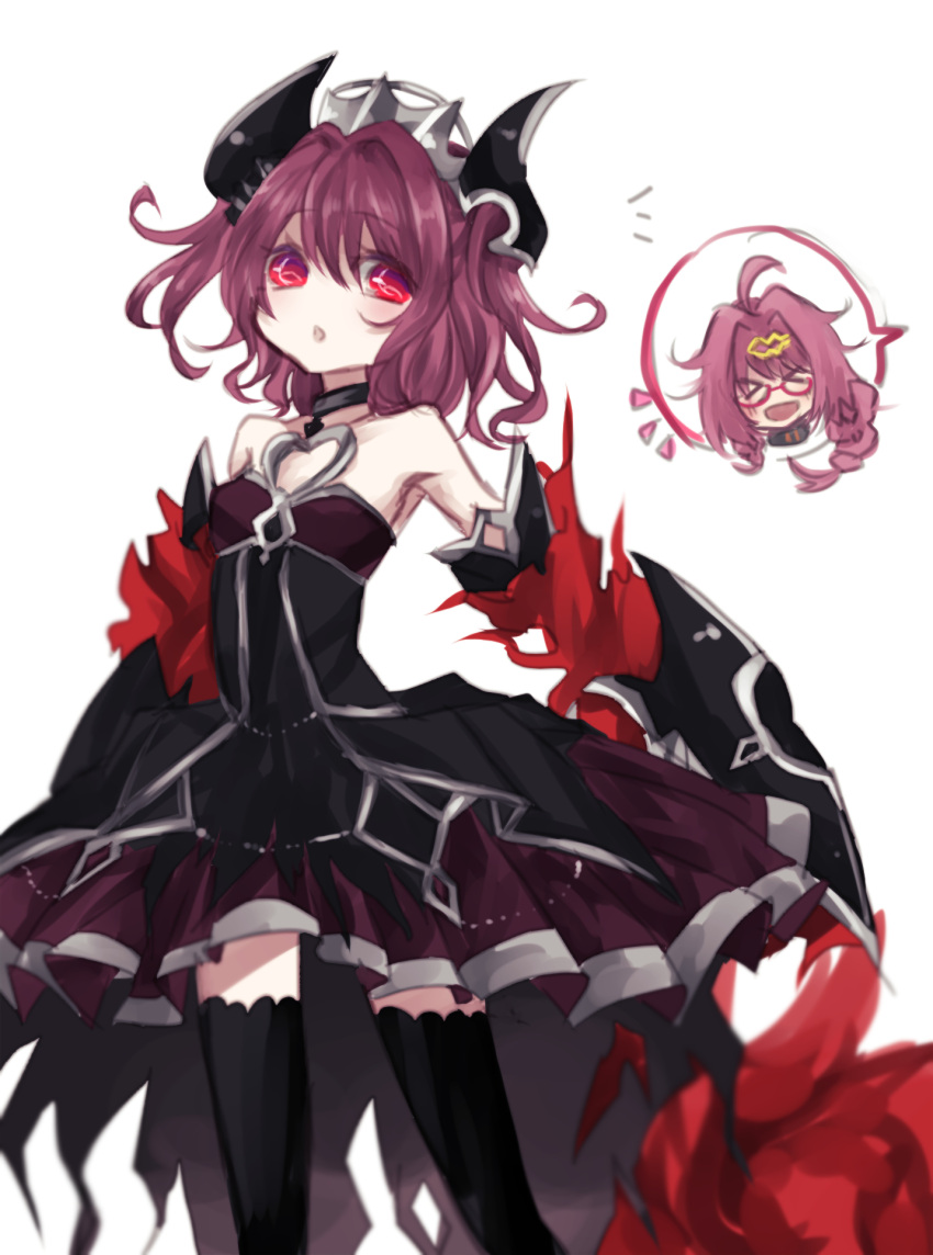 >_<, 2girls, :d, :o, ahoge, bare_shoulders, braid, breasts