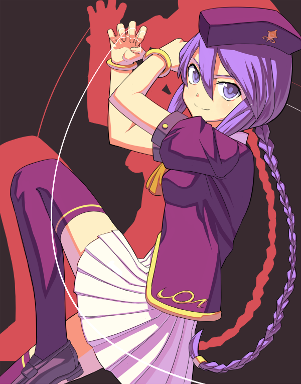 braid, fondolger, fondorugaa, hat, jewelry, long_hair, melty_blood, miniskirt