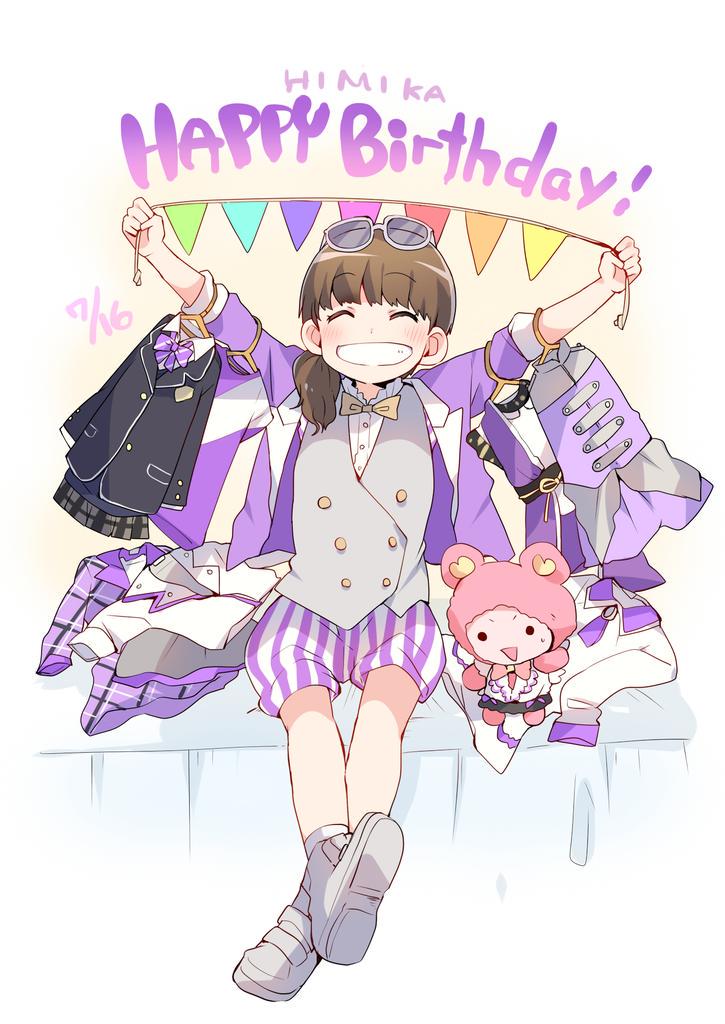 1girl, \o/, ^_^, akaneya_himika, arms_up, bangs, black_skirt, blazer