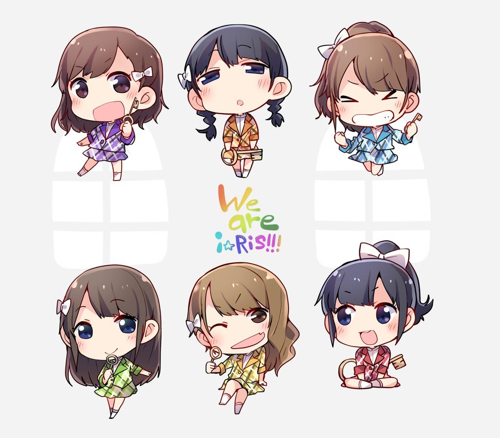 >_<, 6+girls, :d, :o, ;d, akaneya_himika, bangs, black_eyes