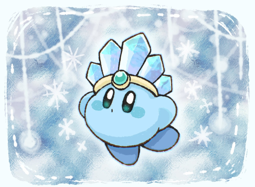 alternate_color, blue_theme, blush, copy_ability, hat, ice, kirby, kirby_(series)