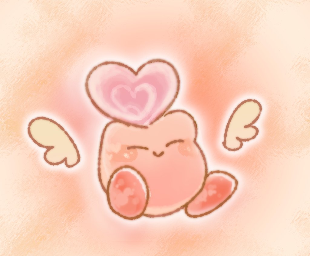 blush, closed_eyes, copy_ability, detached_wings, heart, holding, holding_heart, kirby