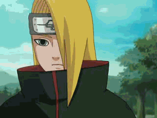 akatsuki_(naruto), angry, blonde_hair, blood, blue_eyes, blue_hair, breasts, cloak