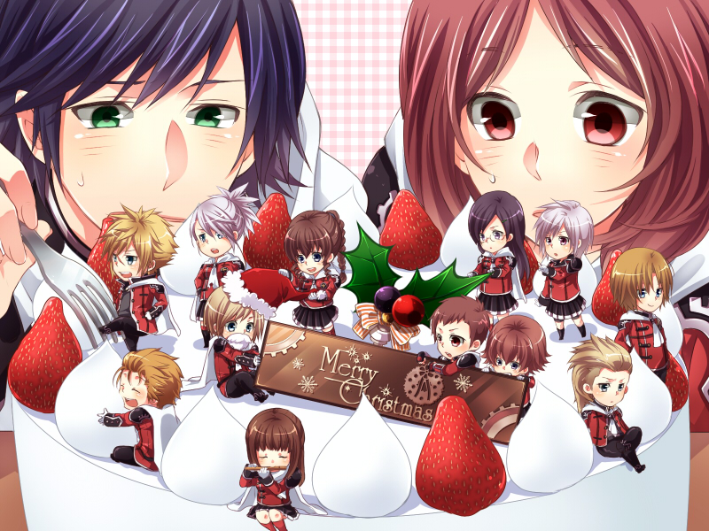 6+boys, 6+girls, ace_(fft-0), akademeia_uniform, bangs, black_hair, blonde_hair, blue_eyes