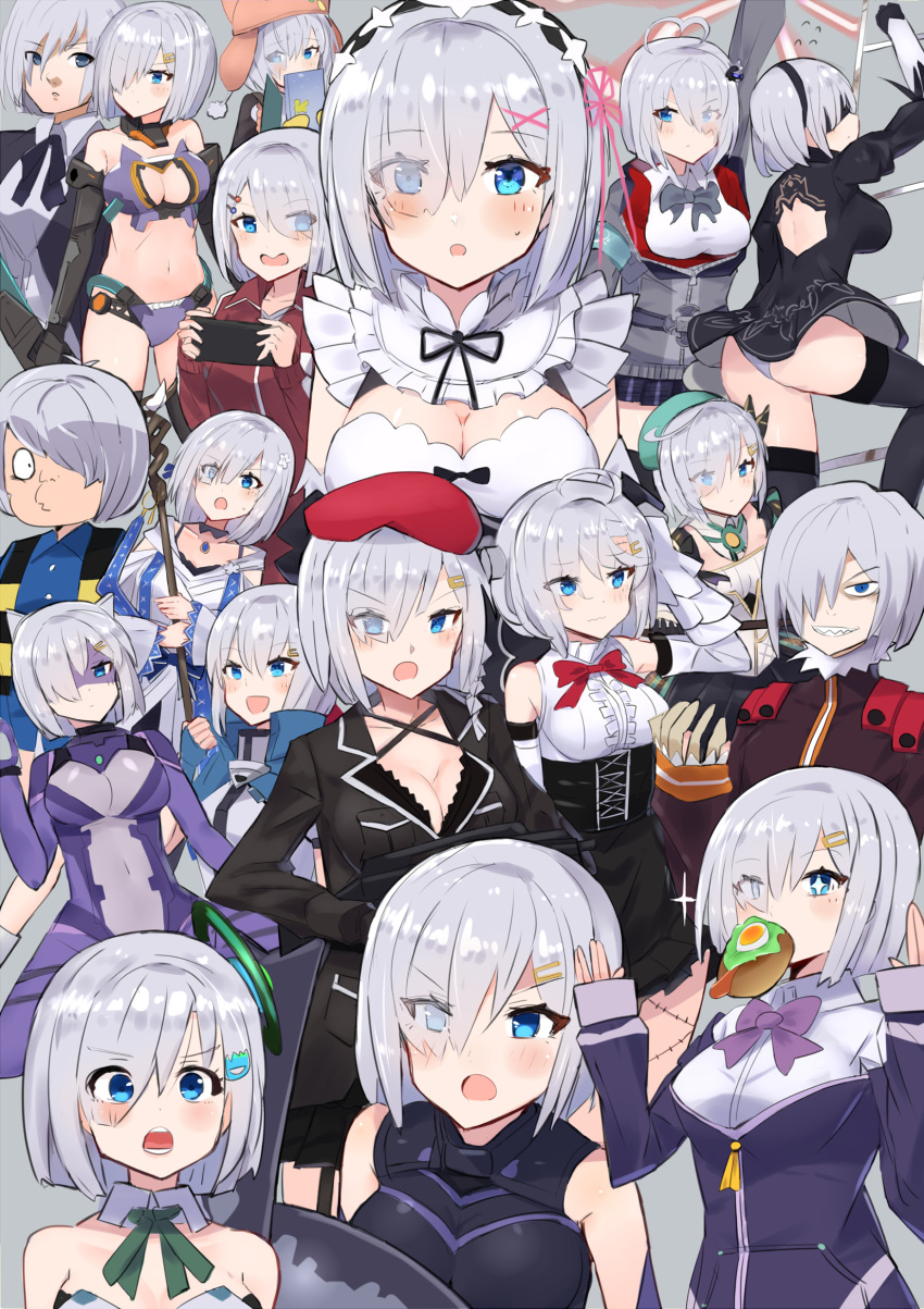 6+girls, :d, :o, ahoge, ass, assault_rifle, azur_lane, beret