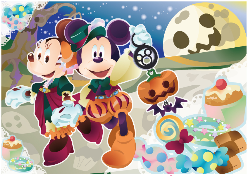 1boy, 1girl, animal, dark, disney, dress, halloween, hat