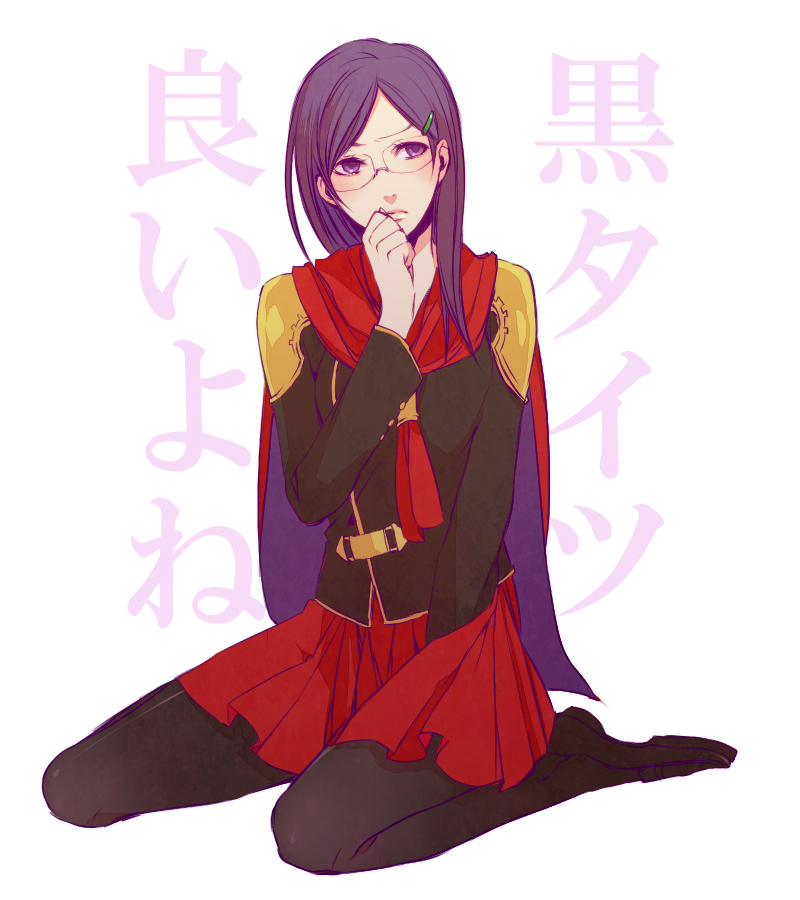 1girl, akademeia_uniform, black_hair, cape, final_fantasy, final_fantasy_type-0, glasses, hair_ornament