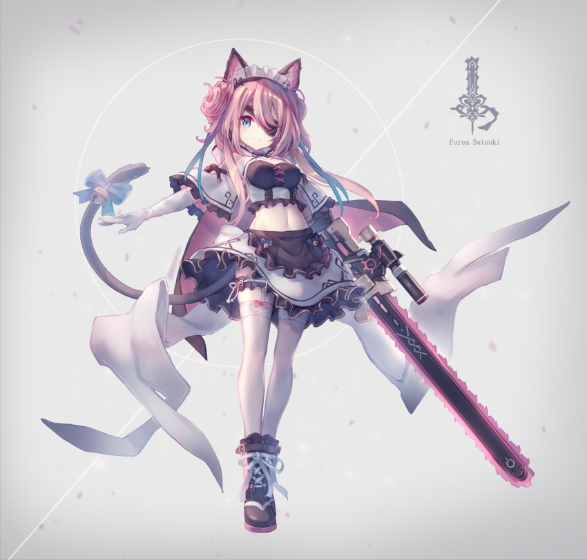 1girl, animal_ear_fluff, animal_ears, apron, back_bow, bangs, bare_shoulders, bell