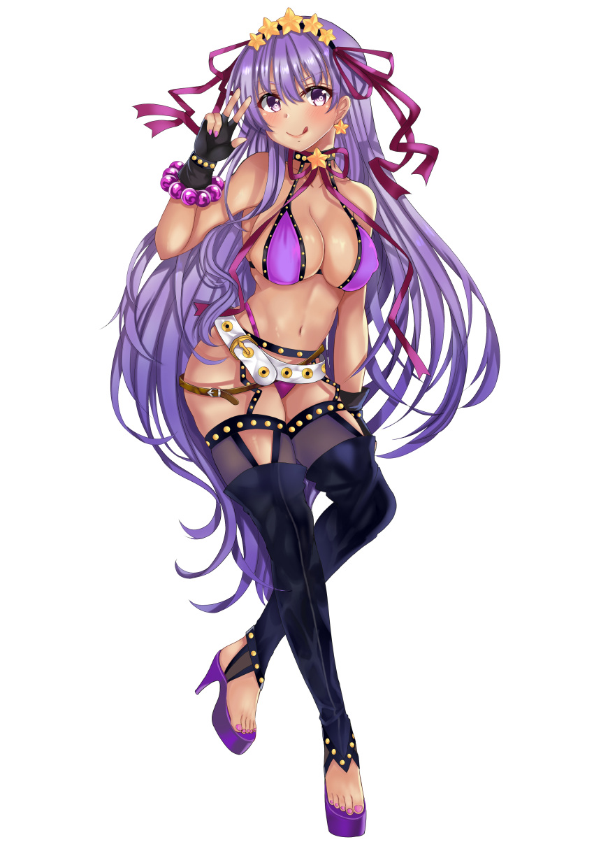 1girl, :q, absurdres, arm_up, armpits, bangs, bare_shoulders, bb_(fate)_(all)