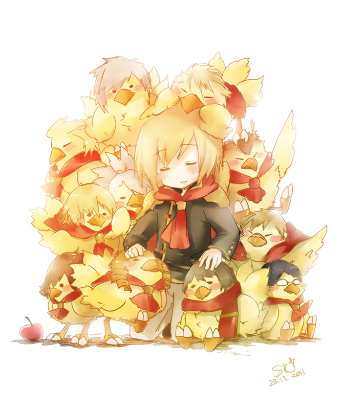 6+boys, 6+girls, ace_(fft-0), akademeia_uniform, blonde_hair, brown_hair, cape, cater_(fft-0)