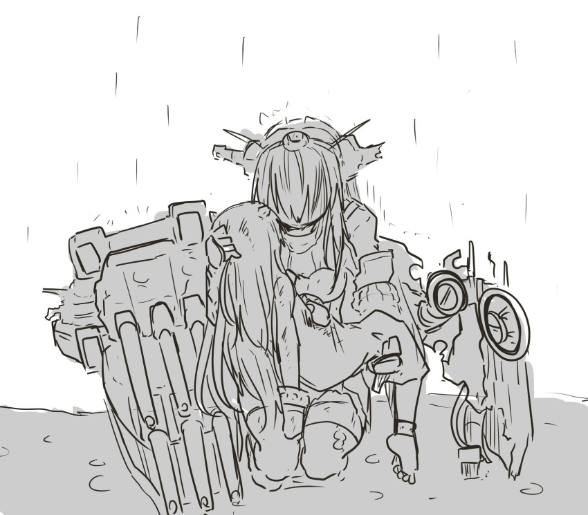 bangs, barefoot, carrying, closed_mouth, collar, commentary, dress, full_body