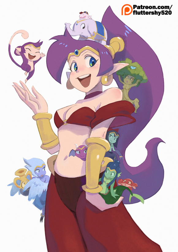 alternate_skin_color, animalization, bandeau, bat, blobfish, blue_eyes, bracer, breasts