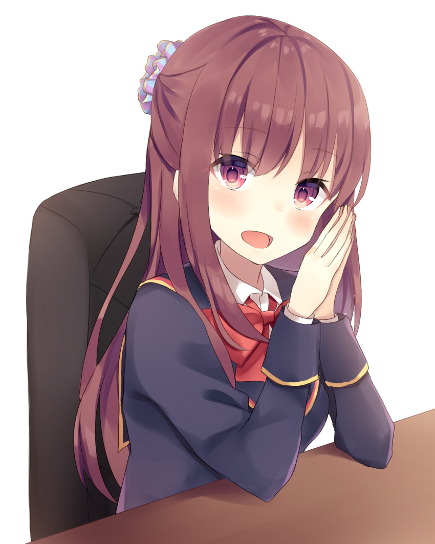 1girl, :d, amatsu_kanata, bangs, black_jacket, blazer, blush, bow