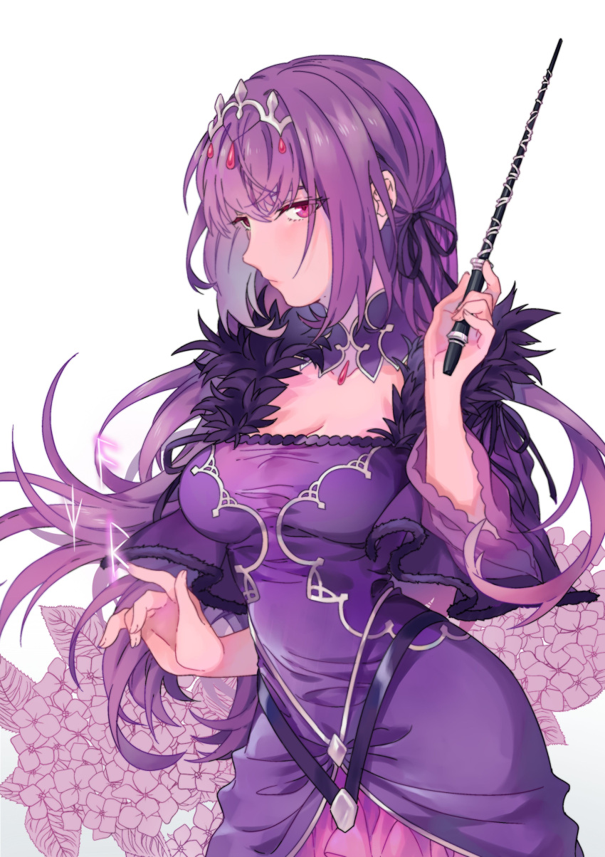 1girl, absurdres, bangs, breasts, cleavage, commentary_request, dress, expressionless