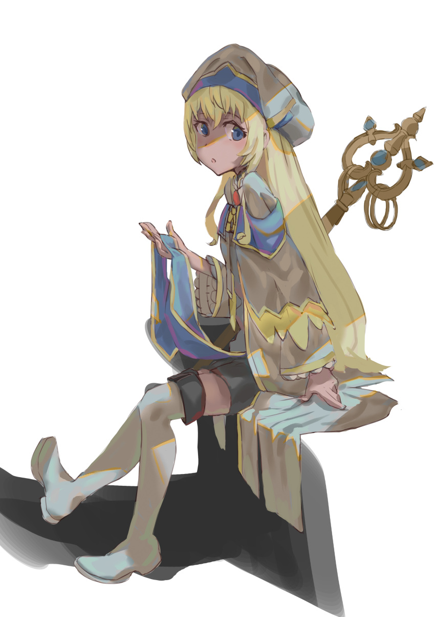 absurdres, blonde_hair, blue_eyes, boots, goblin_slayer!, highres, long_hair, priestess_(goblin_slayer!)