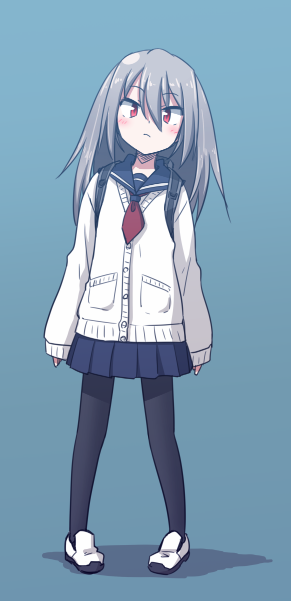 1girl, backpack, bag, black_legwear, blush, elena_trafalgar, full_body, highres