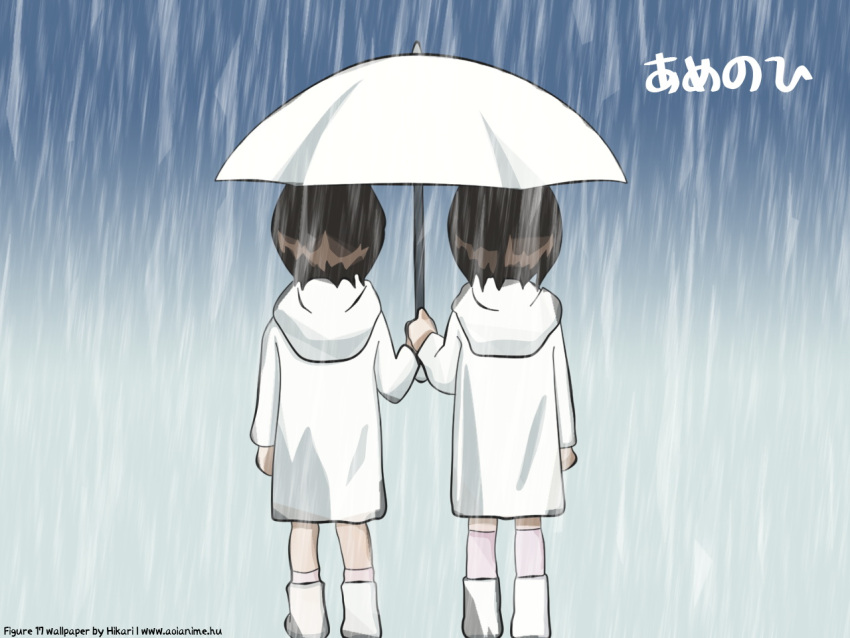 1280x960, brown_hair, coat, figure17, figure_17, rain, shiina_hikaru, shiina_tsubasa, short_hair, translated, umbrella, wallpaper