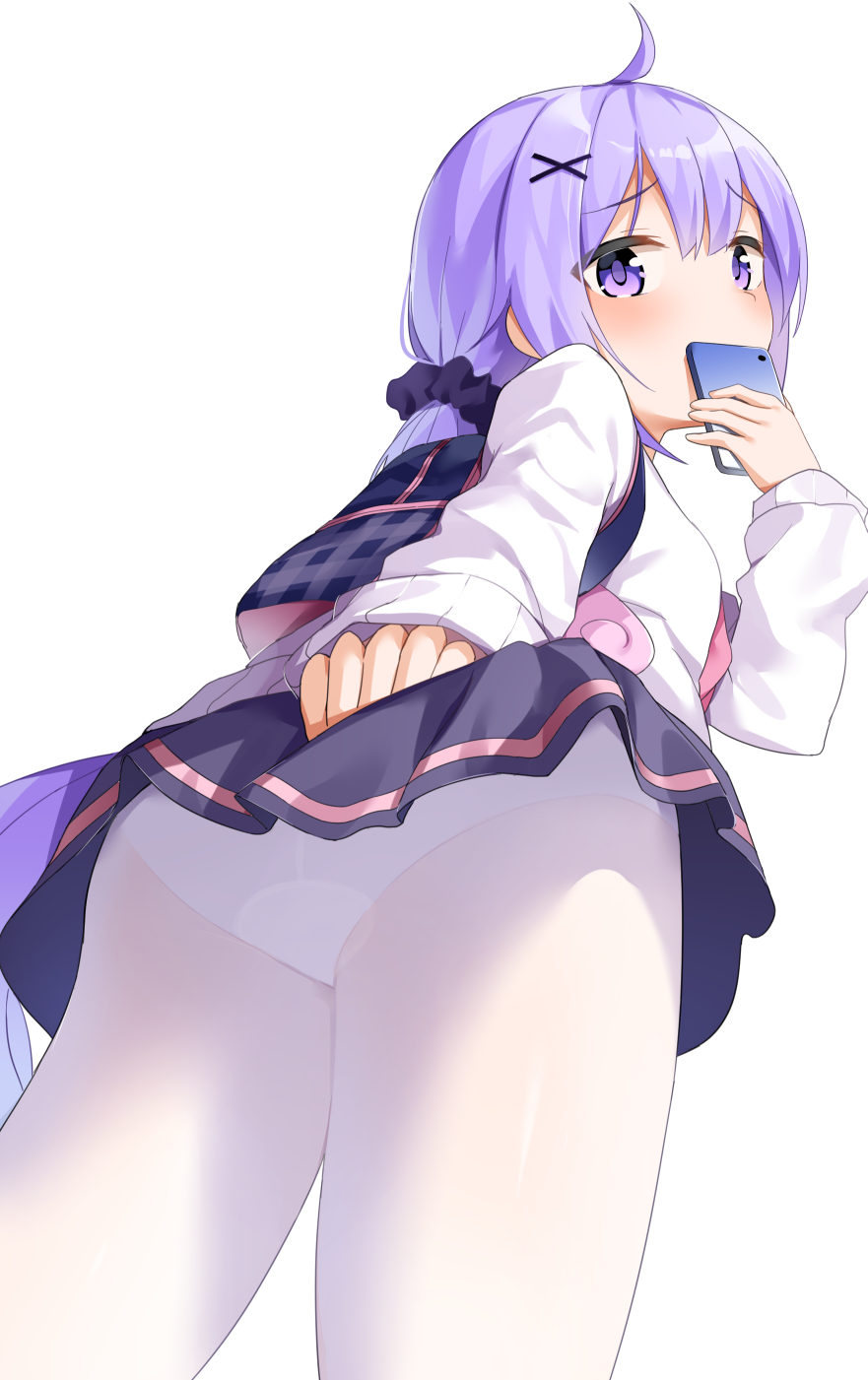 1girl, ahoge, azur_lane, backpack, bag, bangs, blush, cardigan