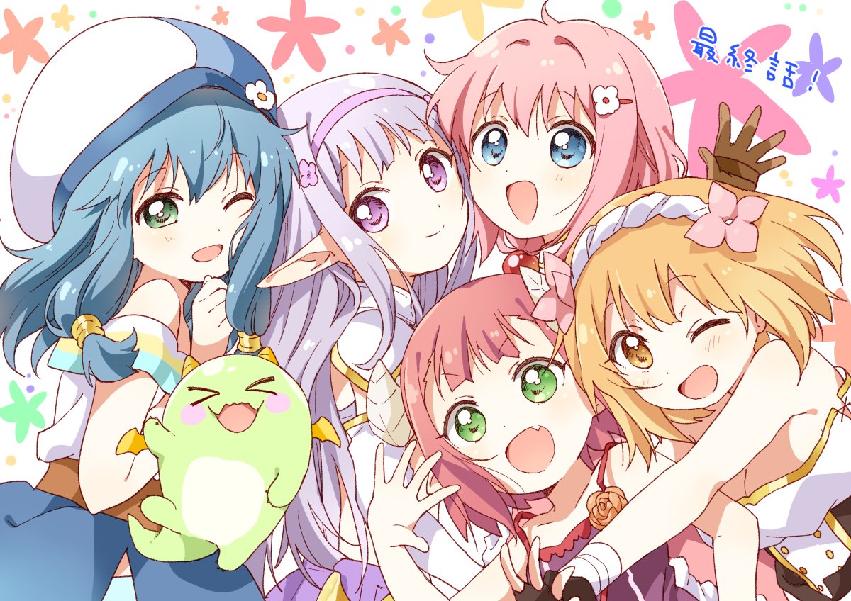 ahoge, bare_shoulders, blonde_hair, blue_eyes, blue_hair, blush, breasts, brown_gloves