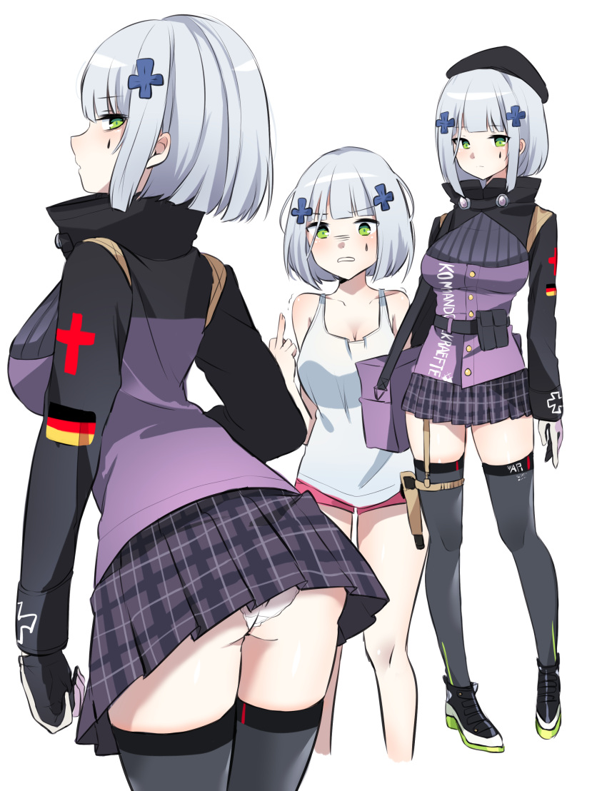 absurdres, alternate_costume, alternate_hair_length, alternate_hairstyle, angry, ass, bare_legs, bare_shoulders