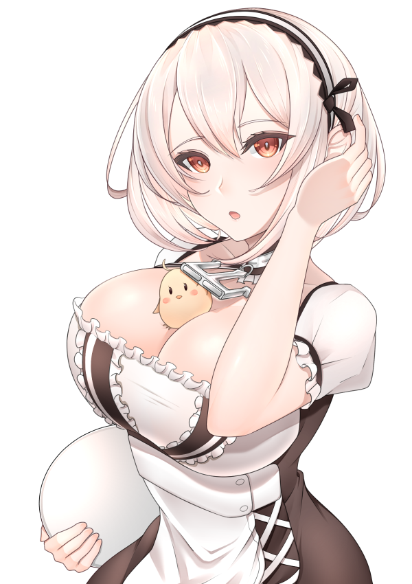1girl, :o, anchor, azur_lane, bird, blush_stickers, breasts, chichikoucha