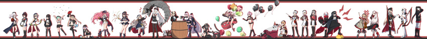 6+girls, absurdres, admiral_graf_spee_(azur_lane), admiral_hipper_(azur_lane), alcohol, annoyed, azur_lane, balloon, beer, beer_keg, beer_mug, beret, bird, bismarck_(azur_lane), black_hair, blonde_hair, boots, cape, chick, commander_(azur_lane), commentary, deutschland_(azur_lane), everyone, flag, gneisenau_(azur_lane), graf_zeppelin_(azur_lane), grey_hair, hair_ribbon, hat, highres, holding, holding_flag, huge_filesize, incredibly_absurdres, instrument, karlsruhe_(azur_lane), koln_(azur_lane), konigsberg_(azur_lane), leipzig_(azur_lane), long_image, mechanical_hand, mechanical_tail, microphone, military, mugino_kouji, multiple_girls, pantyhose, peaked_cap, prinz_eugen_(azur_lane), ribbon, roon_(azur_lane), scharnhorst_(azur_lane), silver_hair, tail, thigh-highs, tirpitz_(azur_lane), u-47_(azur_lane), u-557_(azur_lane), u-81_(azur_lane), violin, wide_image, z18_(azur_lane), z19_hermann_kunne_(azur_lane), z1_leberecht_maass_(azur_lane), z20_karl_galster_(azur_lane), z21_(azur_lane), z23_(azur_lane), z25_(azur_lane), z2_georg_thiele_(azur_lane), z35_(azur_lane), z46_(azur_lane)