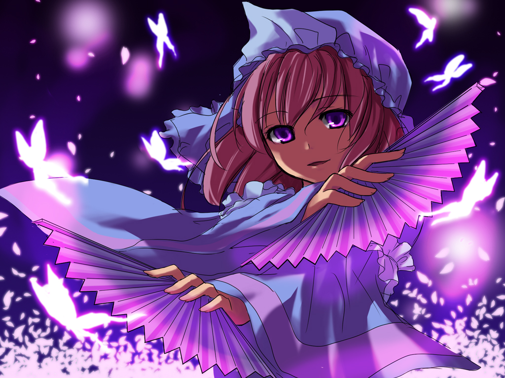 danmaku, dual_wielding, fan, folding_fan, glowing, hat, mizuki_riko, pink_hair