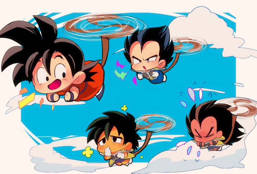 >_<, +++, 4boys, :d, :o, armor, black_eyes, black_hair