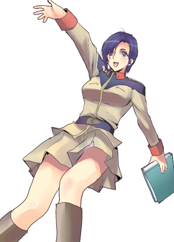 agi_chen, blue_eyes, blue_hair, book, chan_agi, char's_counterattack, char's_counterattack, gundam