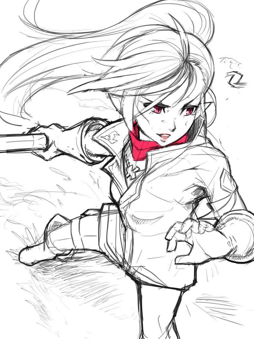 1girl, amidatto, boots, elezen, elf, fighting_stance, final_fantasy, final_fantasy_xiv