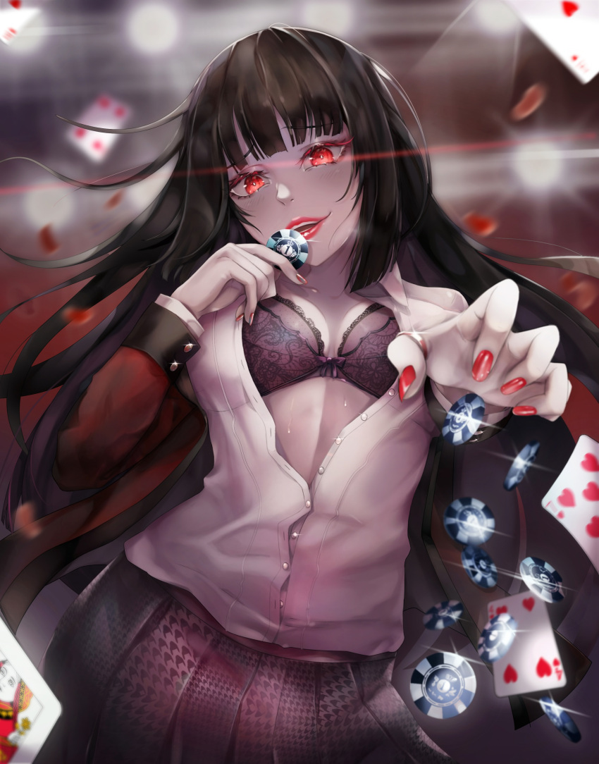 1girl, absurdres, akais, bangs, black_bow, black_bra, black_hair, blunt_bangs